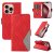 For iPhone 16 Pro Color Splicing Wallet Magnetic Kickstand Case Red