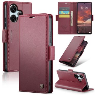 CaseMe Xiaomi Redmi 13 Wallet RFID Blocking Magnetic Buckle Case Red