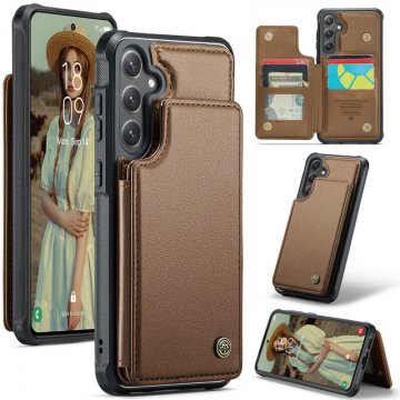 CaseMe Samsung Galaxy S25 Plus RFID Blocking Card Holder Kickstand Case Brown