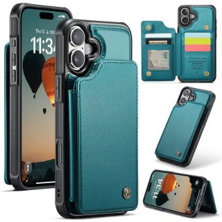 CaseMe iPhone 16 Plus RFID Blocking Card Holder Kickstand Case Green