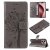 For iPhone 16 Pro Cat Tree Embossed Pattern Wallet Magnetic Case Gray