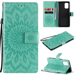 OnePlus 8T Embossed Sunflower Wallet Magnetic Stand Case Green