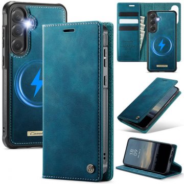 CaseMe Samsung Galaxy S25 Plus 2-in-1 Magnetic Wallet Case – Wireless Charging & RFID Blocking Blue