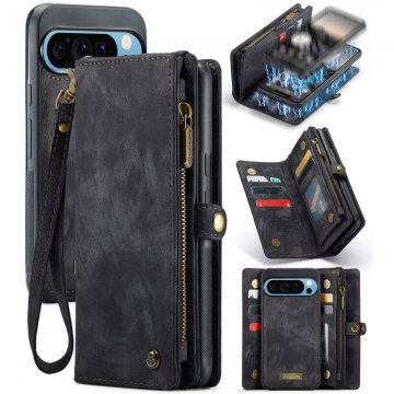 CaseMe Google Pixel 9 Pro XL Wallet Magnetic Case with Wrist Strap Black