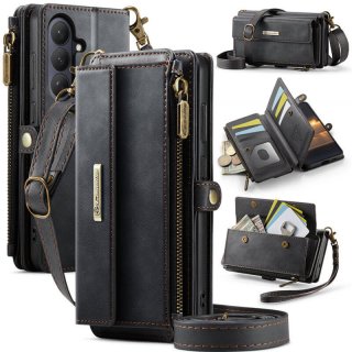 CaseMe Samsung Galaxy S26 Plus Crossbody Wallet Case with RFID Blocking & Wireless Charging Black