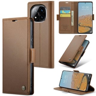 CaseMe Xiaomi Redmi Note 14 Pro/Note 14 Pro Plus Wallet RFID Blocking Magnetic Buckle Case Brown