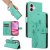 For iPhone 16 Embossed Apricot Blossom Pattern Wallet Case Green