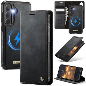 CaseMe Samsung Galaxy S25 Plus 2-in-1 Magnetic Wallet Case – Wireless Charging & RFID Blocking Black