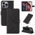 For iPhone 16 Pro Max Imprinted Line Wallet Magnetic Kickstand Case Black