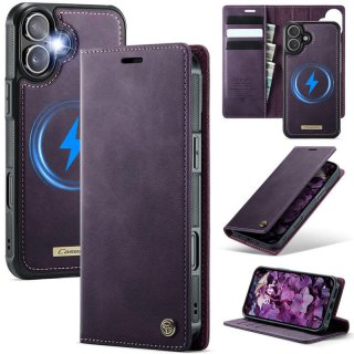 CaseMe iPhone 16 2-in-1 Magnetic Wallet Case – Wireless Charging & RFID Blocking Purple
