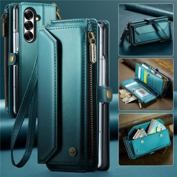 CaseMe Samsung Galaxy Z Fold7 Wallet Case with Crossbody Strap, RFID Blocking & Wireless Charging Support Green