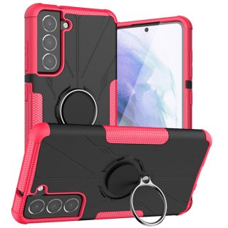 Samsung Galaxy S21 FE Hybrid Rugged Ring Kickstand Case Rose