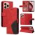 For iPhone 16 Pro Dual-Color Splicing Wallet Magnetic Stand Case Red