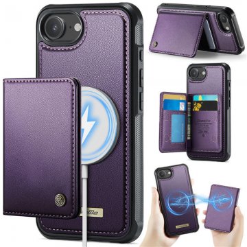 CaseMe iPhone 16e 2-in-1 Detachable Magnetic Wallet Case with RFID Blocking, Card Holder & MagSafe Compatible - Purple