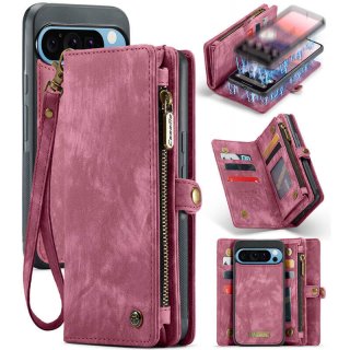 CaseMe Google Pixel 9 Pro XL Wallet Magnetic Case with Wrist Strap Red