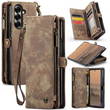 CaseMe Samsung Galaxy Z Fold7 Wallet Case with Wrist Strap Coffee