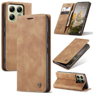 CaseMe Xiaomi 14T Wallet Magnetic Suede Leather Case Brown