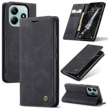 CaseMe Xiaomi Redmi Note 14 Wallet Magnetic Suede Leather Case Black