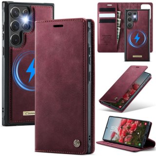 CaseMe Samsung Galaxy S22 Ultra 2-in-1 Magnetic Wallet Case – Wireless Charging & RFID Blocking Red