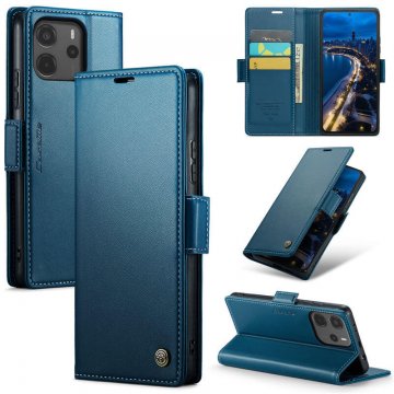 CaseMe Xiaomi Redmi Note 14 4G Wallet RFID Blocking Magnetic Buckle Case Blue