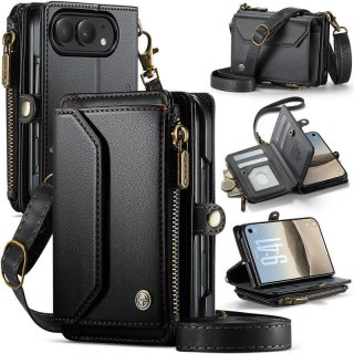 CaseMe iPhone Duo Crossbody Wallet Case with 6 Card Slots, RFID Blocking & Wireless Charging Black