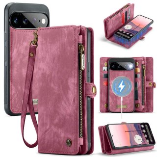 CaseMe Google Pixel 11 Pro XL 2-in-1 Magnetic Wallet Case with Wrist Strap, RFID-blocking & Wireless Charging Red