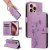 For iPhone 16 Pro Embossed Apricot Blossom Pattern Wallet Case Purple