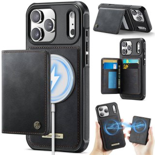 CaseMe iPhone 17 Pro 2-in-1 Detachable Magnetic Wallet Case with RFID Blocking, Card Holder & MagSafe Compatible - Black