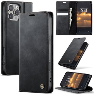 CaseMe iPhone 16 Pro Magnetic Wallet Case with RFID Blocking Black