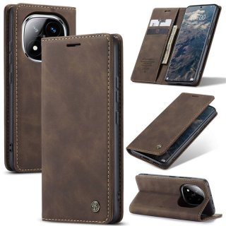 CaseMe Xiaomi Redmi Note 14 Pro 5G/Note 14 Pro Plus 5G Wallet Magnetic Suede Leather Case Coffee