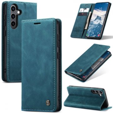 CaseMe Samsung Galaxy S24 FE Wallet Magnetic Suede Leather Case Blue