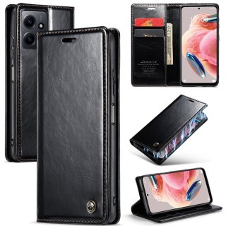 CaseMe Xiaomi Redmi Note 12 4G Luxury Wallet Magnetic Case Black