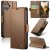 CaseMe iPhone 17 Wallet RFID Blocking Magnetic Buckle Case Brown