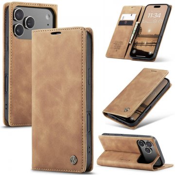 CaseMe iPhone 17 Pro Max Wallet Magnetic Suede Leather Case Brown
