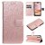 For iPhone 16 Plus Embossed Sunflower Pattern Wallet Magnetic Case Rose Gold