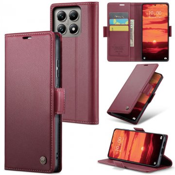 CaseMe Xiaomi 14T Wallet RFID Blocking Magnetic Buckle Case Red