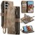 CaseMe Samsung Galaxy S25 Wallet Kickstand Case with Wrist Strap Coffee