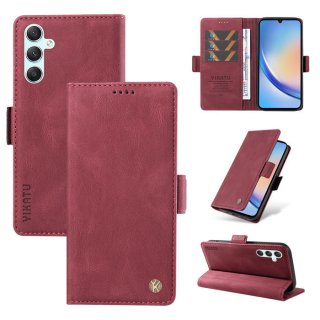 YIKATU Samsung Galaxy A34 5G Skin-touch Wallet Kickstand Case Rose Gold