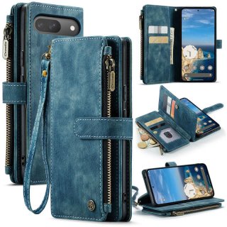 CaseMe Google Pixel 9/9 Pro Zipper Wallet Case with Wrist Strap Blue