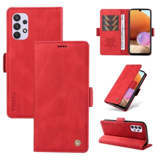 YIKATU Samsung Galaxy A32 4G Skin-touch Wallet Kickstand Case Red