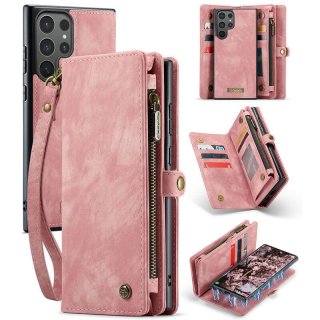 CaseMe Samsung Galaxy S25 Ultra Wallet Case with Wrist Strap Pink