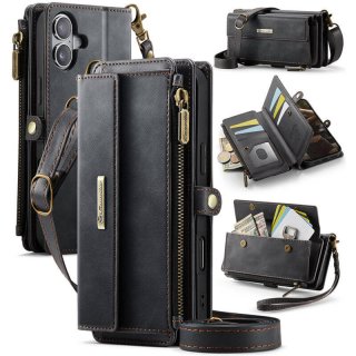 CaseMe iPhone 17 Crossbody Wallet Case with RFID Blocking & Wireless Charging Black