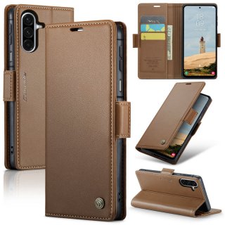 CaseMe Samsung Galaxy A17 Wallet RFID Blocking Magnetic Buckle Case Brown