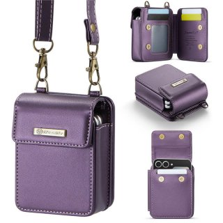 CaseMe Samsung Galaxy Z Flip6 Crossbody Bag Wallet RFID Blocking Case Purple