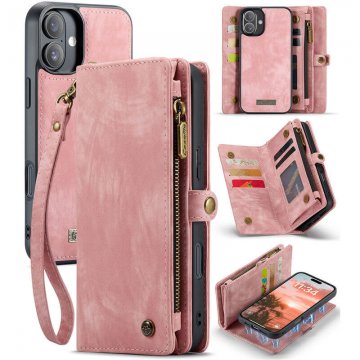 CaseMe iPhone 16 Wallet Case with Wrist Strap Pink