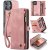 CaseMe iPhone 16 Plus Wallet Case with Wrist Strap Pink