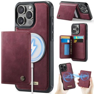 CaseMe iPhone 13 Pro 2-in-1 Detachable Magnetic Wallet Case with RFID Blocking, Card Holder & MagSafe Compatible - Red