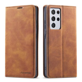 Forwenw Samsung Galaxy S21 Ultra Wallet Kickstand Magnetic Case Brown