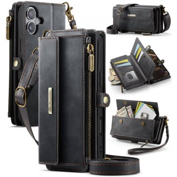 CaseMe iPhone 17 Crossbody Wallet Case with RFID Blocking & Wireless Charging Black