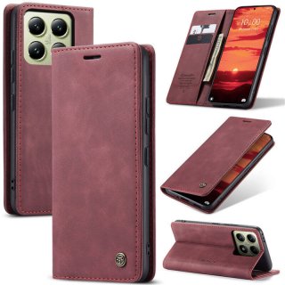 CaseMe Xiaomi 14T Wallet Magnetic Suede Leather Case Red